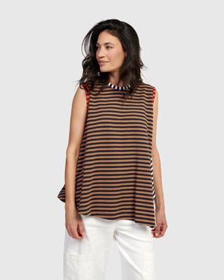 Alembika Colorblock Flared Tank, Stripes - Statement Boutique