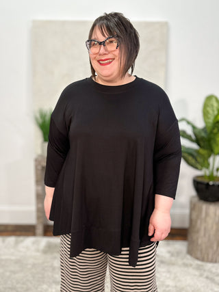 Alembika Essential Trapeze Top, Black - Statement Boutique
