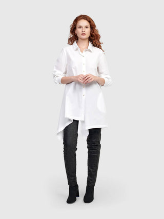 Alembika Urban Asymmetric Button Front Tunic, White - Statement Boutique
