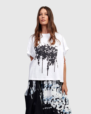Alembika Urban Graphic Front Boxy Tee, White - Statement Boutique