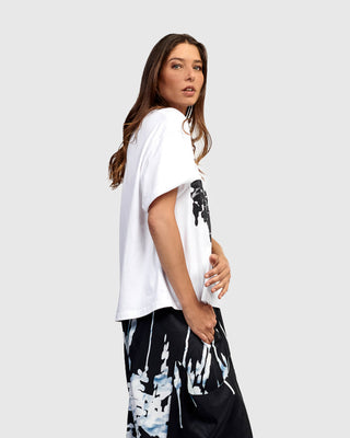 Alembika Urban Graphic Front Boxy Tee, White - Statement Boutique