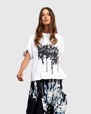Alembika Urban Graphic Front Boxy Tee, White - Statement Boutique