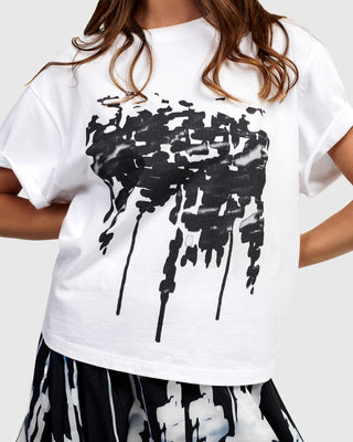 Alembika Urban Graphic Front Boxy Tee, White - Statement Boutique