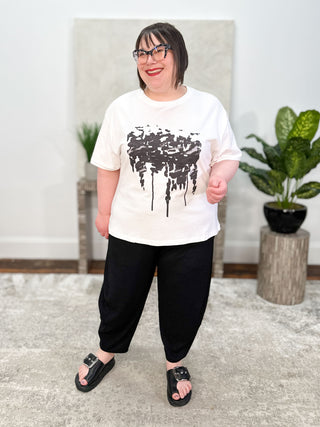 Alembika Urban Graphic Front Boxy Tee, White - Statement Boutique