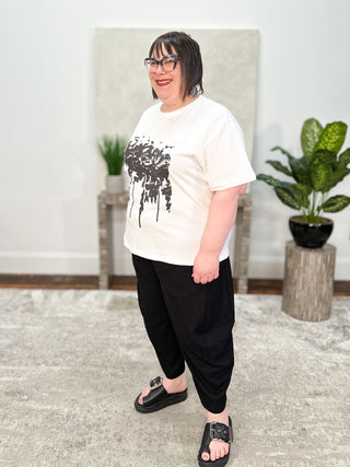 Alembika Urban Graphic Front Boxy Tee, White - Statement Boutique
