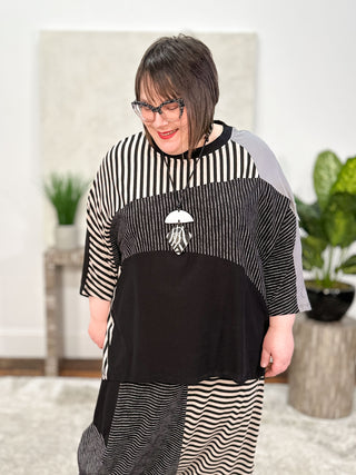 Alembika Urban Mixed Hi Lo Top, Stripes - Statement Boutique