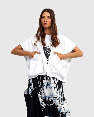 Alembika Urban Pocket Accent Jacket, White - Statement Boutique