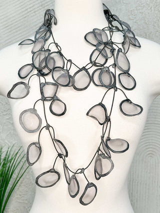 Annemieke Broenink Sheer Fabric Necklace, Mouse Grey - Statement Boutique