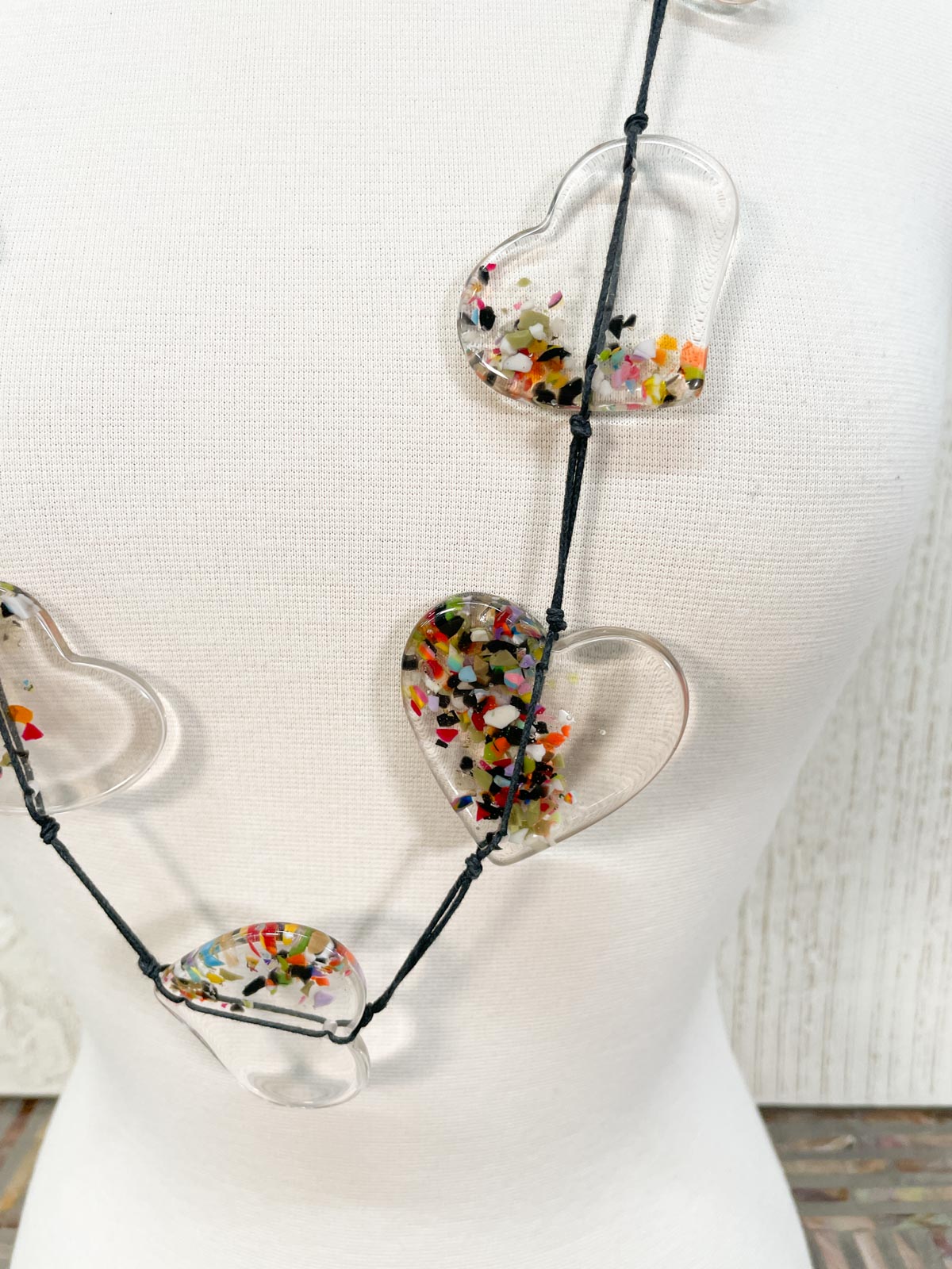 Atelier 1701 Hearts Necklace, Clear Multi - Statement Boutique