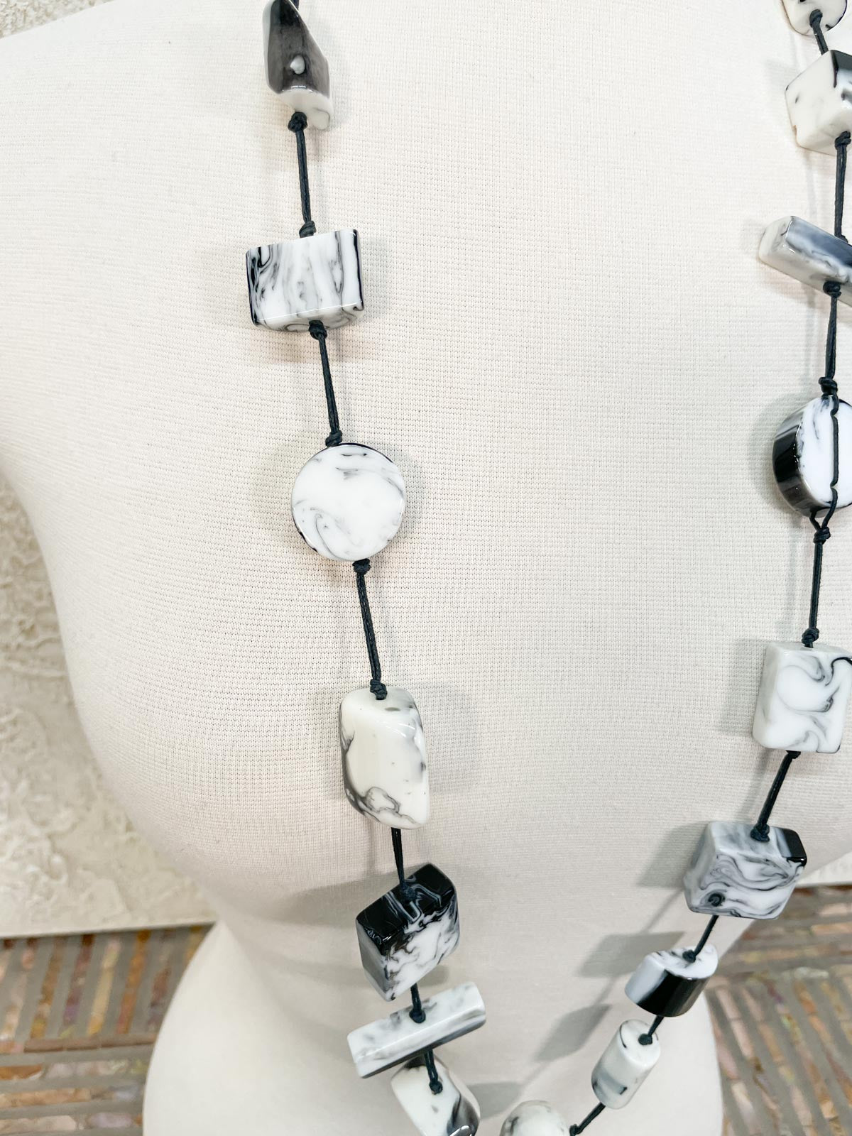 Atelier 1701 Mixed Shapes Necklace, White Black Marble - Statement Boutique