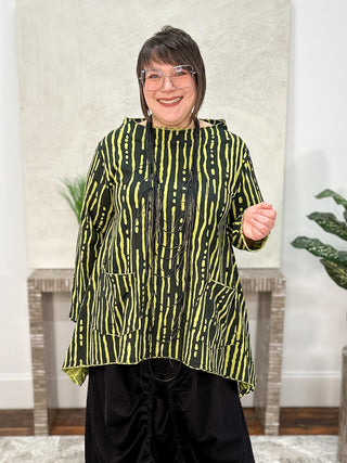 Bread & Butter Boat Neck Flare Top with Pockets, Black/Lime - Statement Boutique