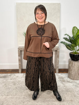 Bread & Butter Seamed Balloon Pant, Black/Brown - Statement Boutique