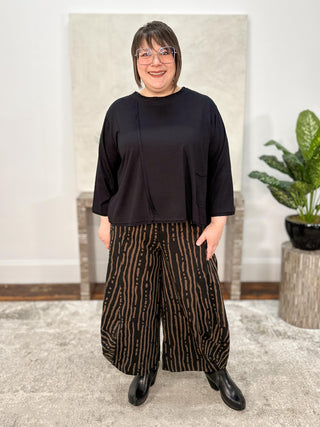 Bread & Butter Panel Detail Boxy Top, Black - Statement Boutique