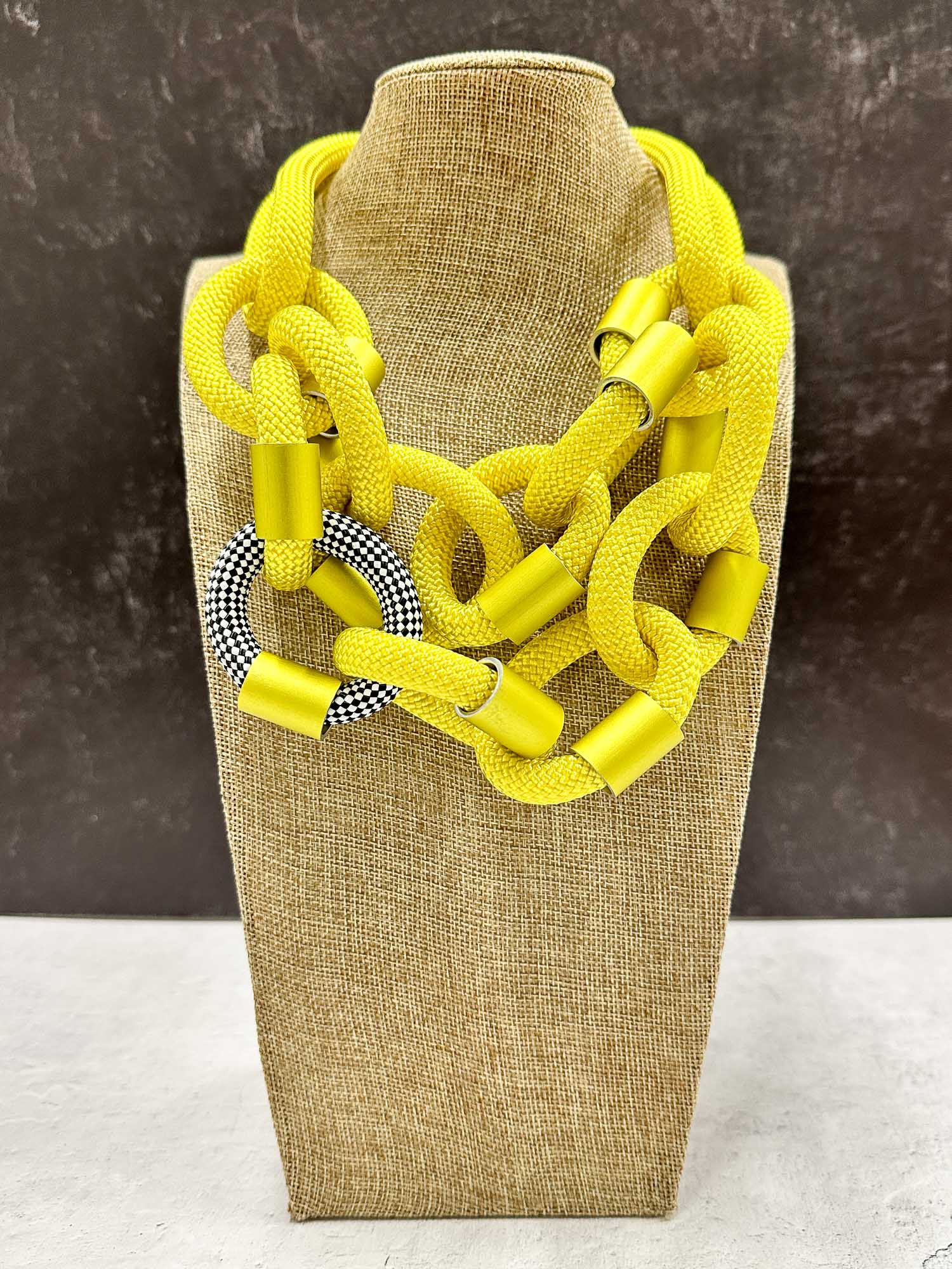 Christina Brampti Double Strand Cord & Aluminum Link Necklace, Yellow - Statement Boutique