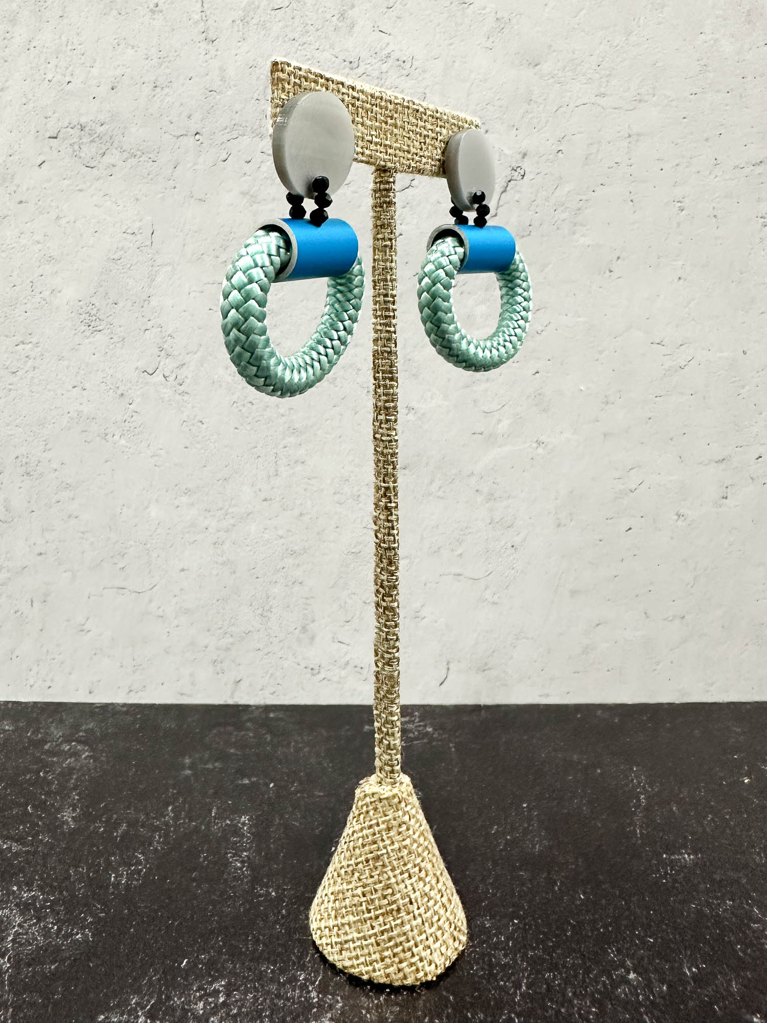Christina Brampti Small Alumunim Cord Hoop Earrings, Turquoise - Statement Boutique