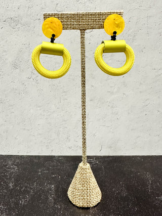 Christina Brampti Small Alumunim Cord Hoop Earrings, Yellow - Statement Boutique