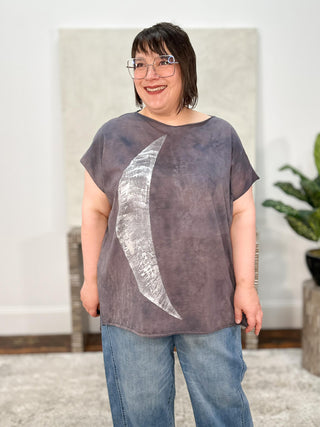 Cynthia Ashby Ace Tee with Silver Graphic, Galactic - Statement Boutique