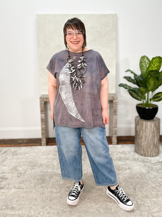 Cynthia Ashby Ace Tee with Silver Graphic, Galactic - Statement Boutique