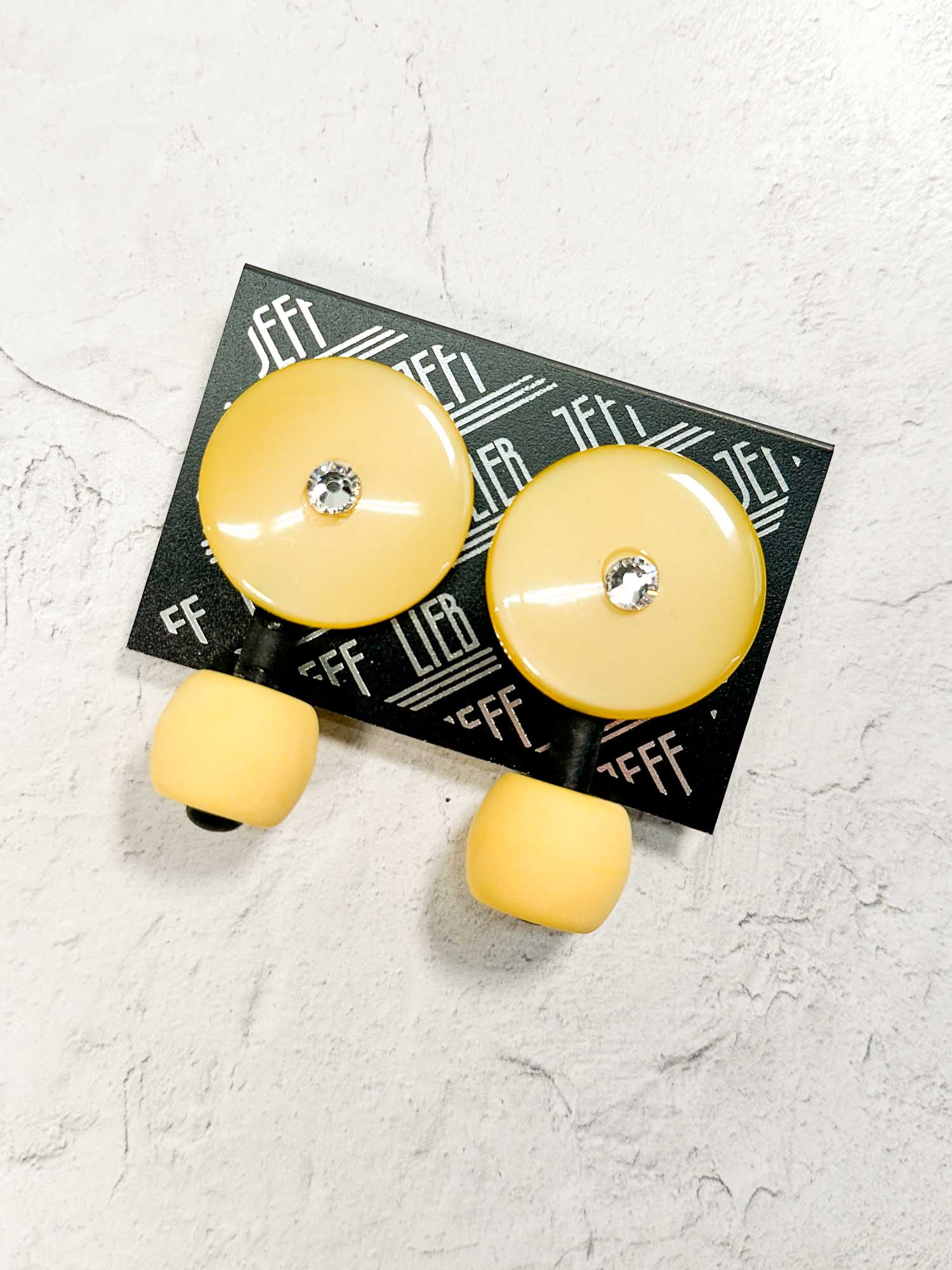Jeff Lieb Total Design Jewelry Bead Drop Post Earrings, Black/Yellow - Statement Boutique