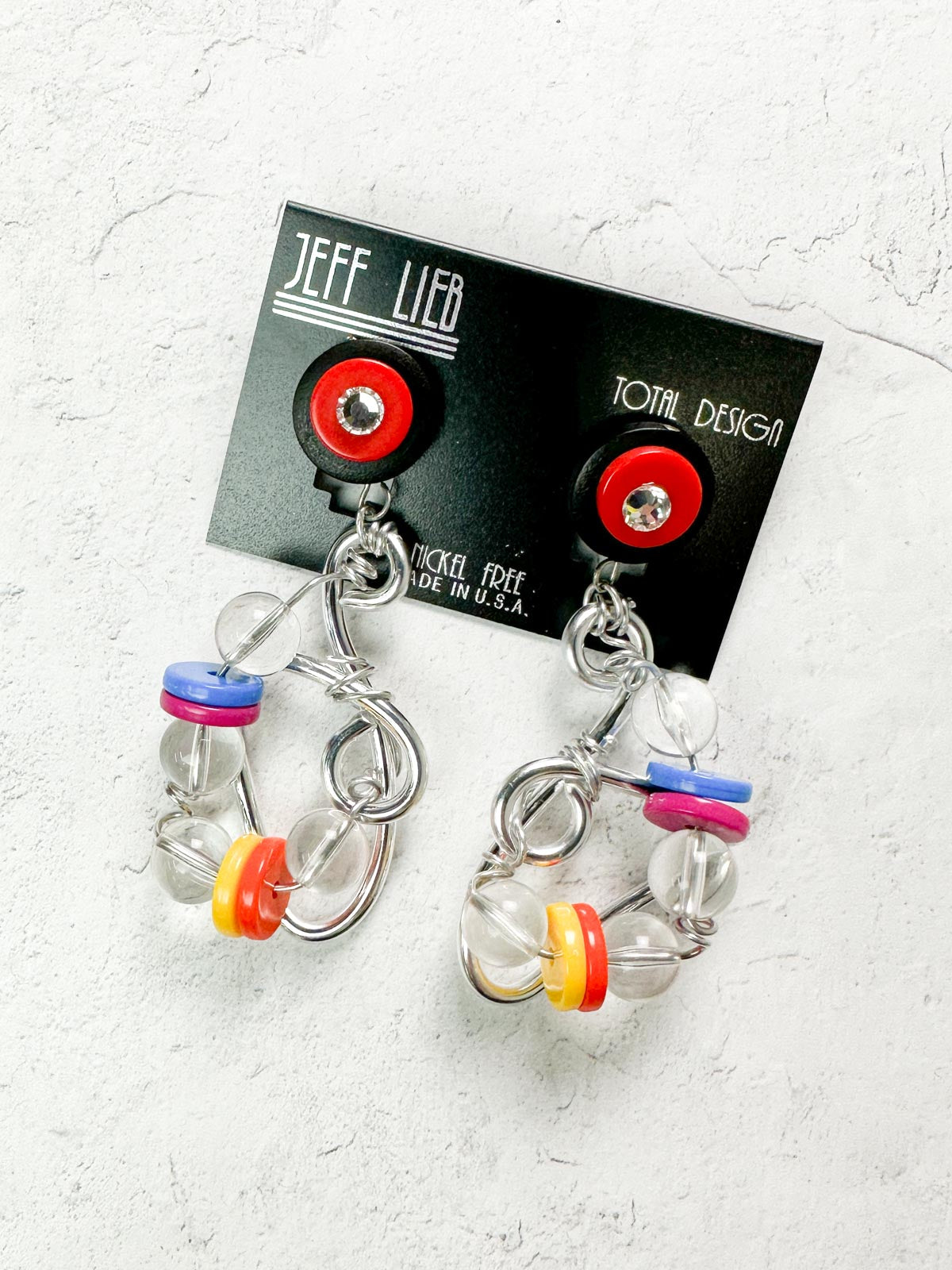 Jeff Lieb Total Design Jewelry Mixed Media Bead & Wire Clip On Earrings, Silver/Multi - Statement Boutique
