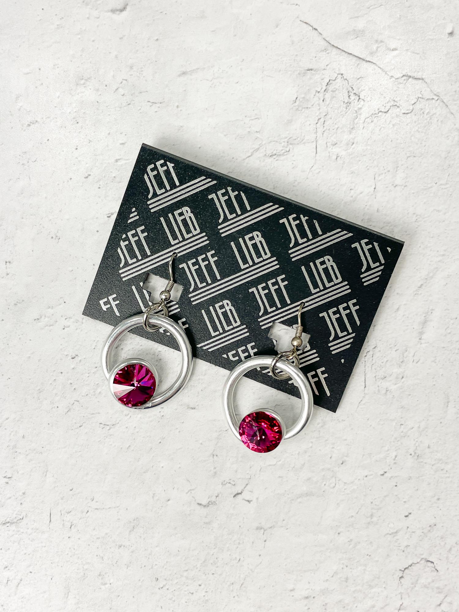 Petite Wire & Crystal Drop Earrings, Pink/Silver