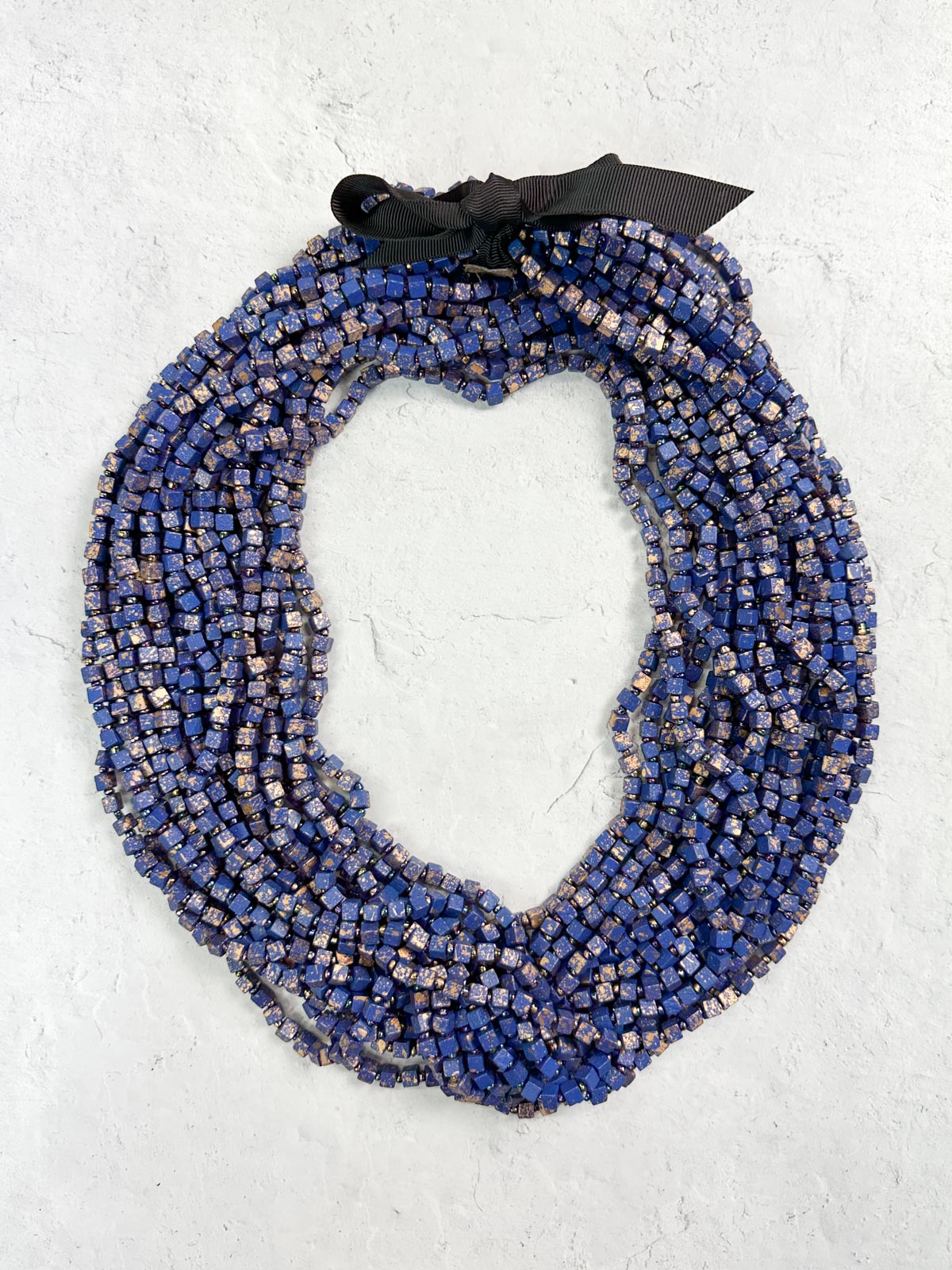 Jianhui London Hand Painted The Next Pashmina Beaded Necklace, Royal Blue/Gold - Statement Boutique
