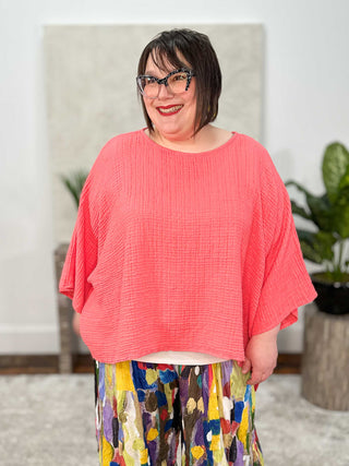 Kozan Alina Top, Papaya Gauze - Statement Boutique