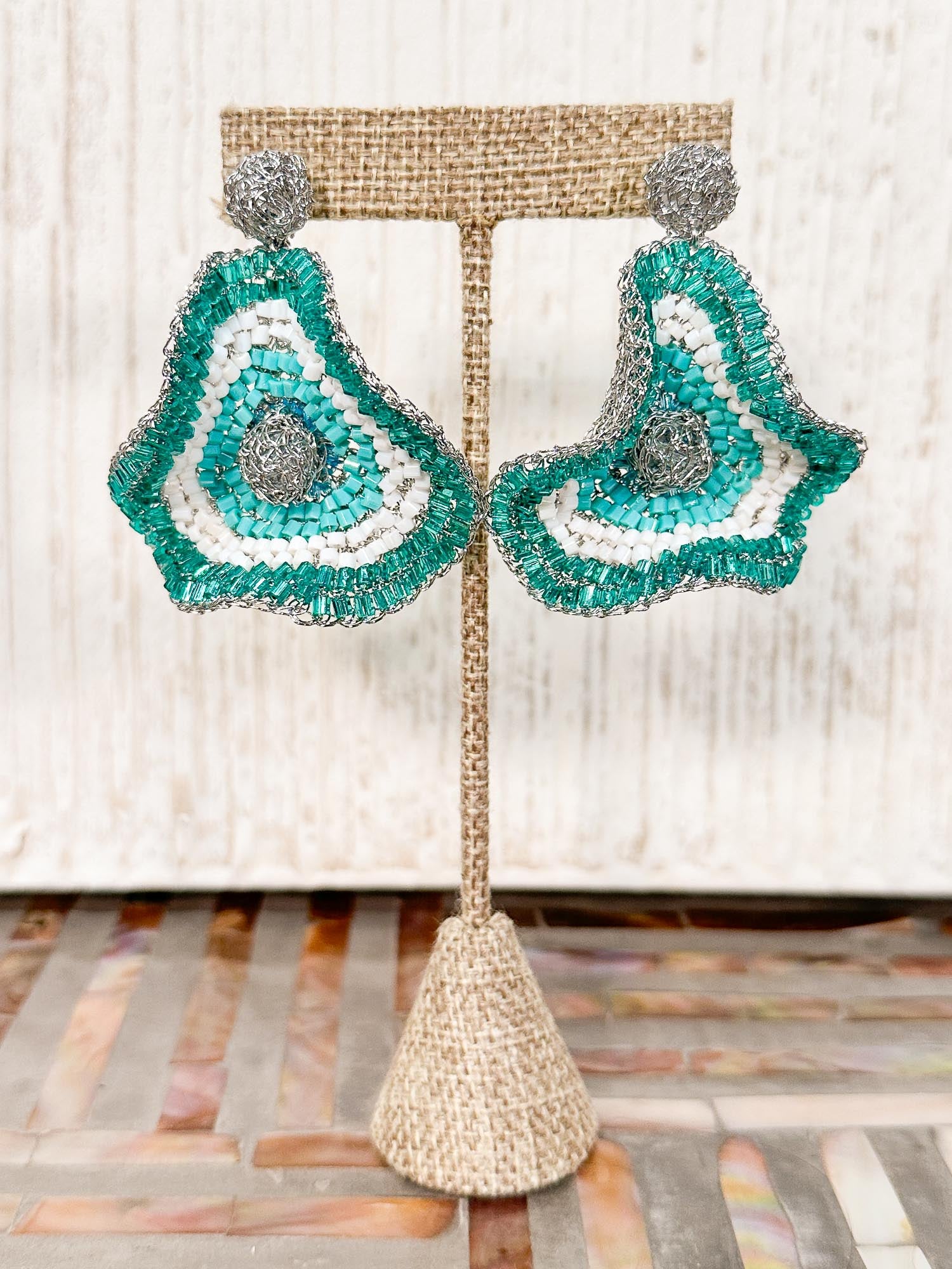 Buttercup Crystal Earrings, Silver Teal Mix