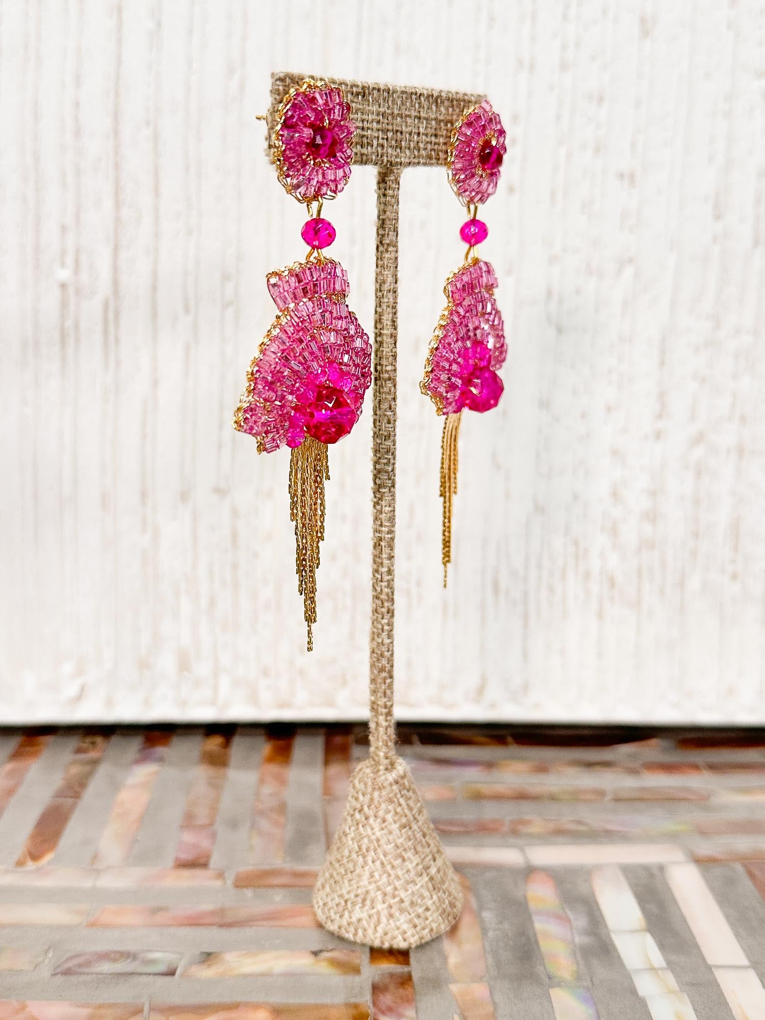 Fergie Mini Earrings, Gold Pink