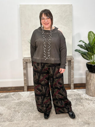 Luukaa Cinema Cold Shoulder Top, Misty Black - Statement Boutique