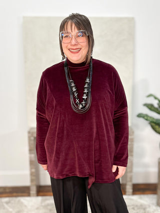 Luukaa Panorama Velvet Top, Bordeaux - Statement Boutique