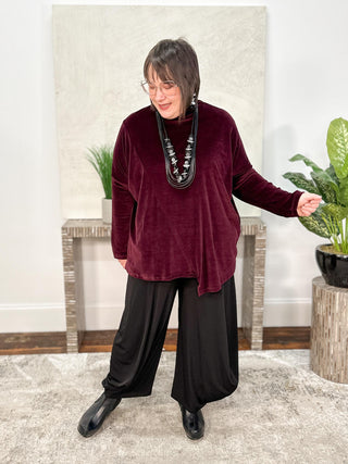 Luukaa Panorama Velvet Top, Bordeaux - Statement Boutique