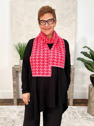 Mitchie's Matchings Houndstooth Knit Scarf, Red/Pink - Statement Boutique