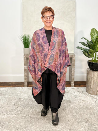 Rapti Fashion Cashmere Reversible Ruana, Galaxy Swirl Black Multi - Statement Boutique