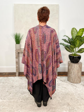 Rapti Fashion Cashmere Reversible Ruana, Galaxy Swirl Black Multi - Statement Boutique