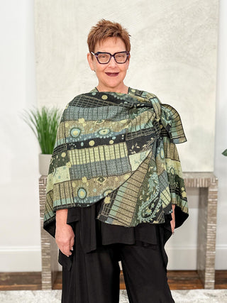 Rapti Fashion Cashmere Reversible Buckle Shawl, Paisley Mix Green/Black - Statement Boutique