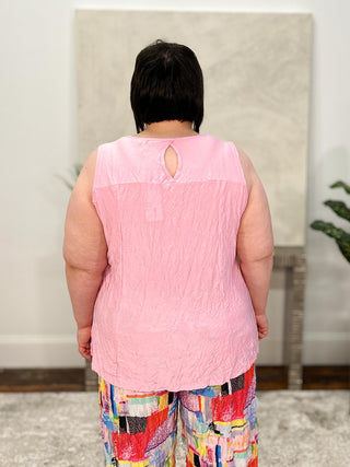 Shana Euro Crush Keyhole Back Tank, Pink - Statement Boutique