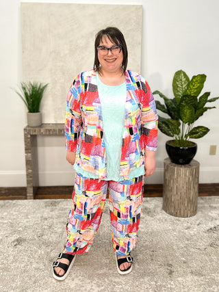 Shana Euro Crush Printed Cardigan, Pastels - Statement Boutique