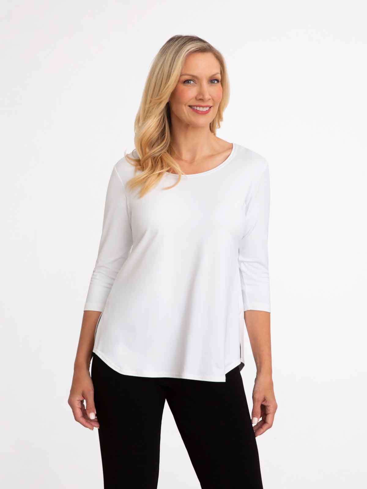Sympli Go To Classic T Relax, 3/4 Sleeve, White - Statement Boutique