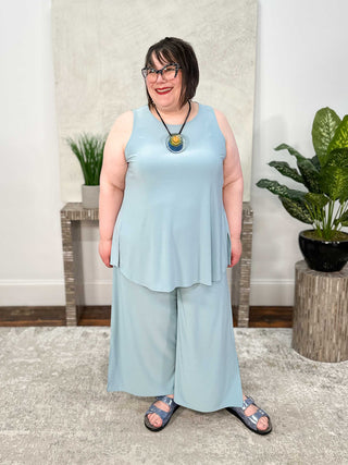 Sympli Side Slit Wide Capri, Stone Blue - Statement Boutique
