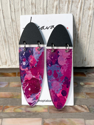 Takara Designs Hinge Post Earrings, Purple Fuchsia Multi - Statement Boutique