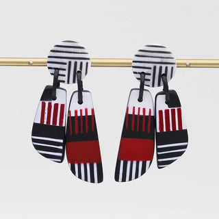 Sylca Designs Black and Red Geometric Earring - Statement Boutique