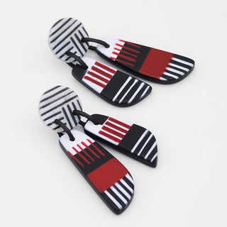 Sylca Designs Black and Red Geometric Earring - Statement Boutique