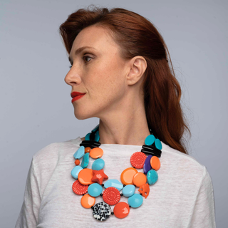 Jaffa Necklace, Orange/Turquoise