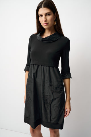 Joseph Ribkoff 3/4 Sleeves Round Neck Dress Black / 12 / 96% Polyester/4% Spandex/Lining: 100% Polyester Joseph Ribkoff 3/4 Sleeves Round Neck Dress Black / 12 / 96% Polyester/4% Spandex/Lining: 100% Polyester