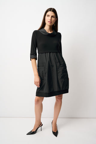 Joseph Ribkoff 3/4 Sleeves Round Neck Dress Black / 12 / 96% Polyester/4% Spandex/Lining: 100% Polyester Joseph Ribkoff 3/4 Sleeves Round Neck Dress Black / 12 / 96% Polyester/4% Spandex/Lining: 100% Polyester
