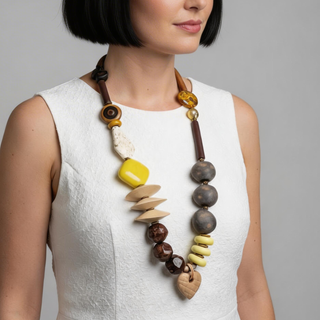 Evia Necklace, Brown/Yellow
