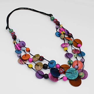 Sylca Designs Multi-Color Calypso Triple Strand Necklace - Statement Boutique