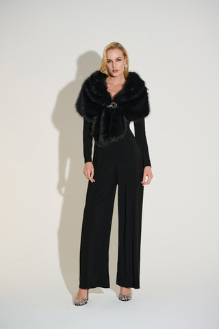 Joseph Ribkoff Signature | Faux Fur Cape, Black - Statement Boutique