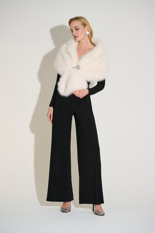 Joseph Ribkoff Signature | Faux Fur Cape, Vanilla - Statement Boutique